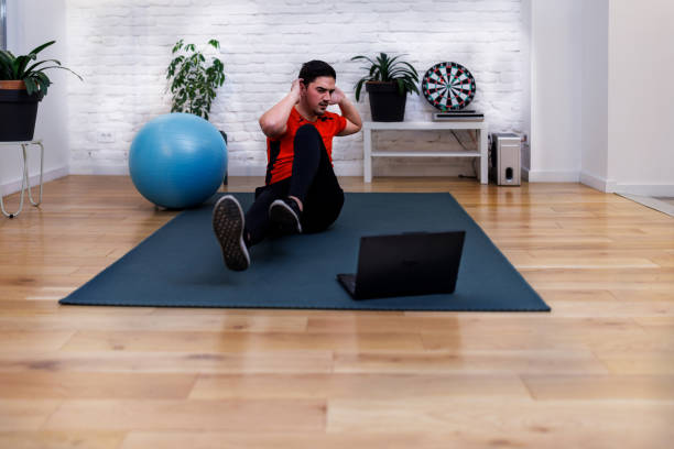 Short guided movement session in a bright living room